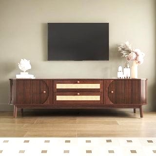 Phong Cách Riêng Biệt Của Kệ Tivi Gỗ Song Mây Retro