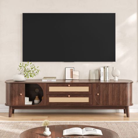 Kết Hợp Hoài Cổ & Hiện Đại trong Kệ Tivi Gỗ Song Mây Retro