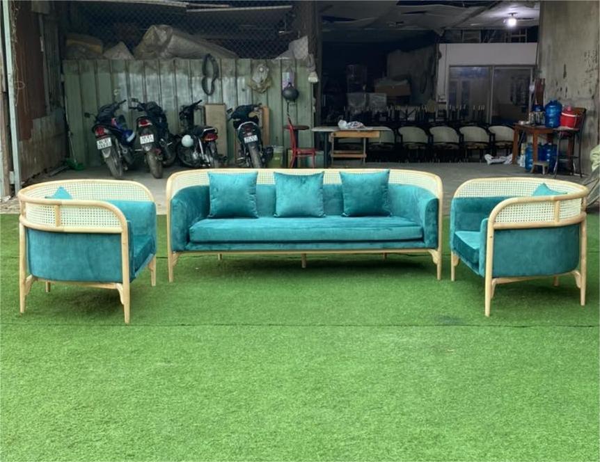 Bộ sofa phòng khách gỗ đan mây Targa