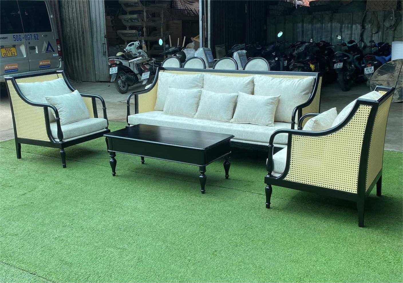 Bộ sofa phòng khách đan mây 