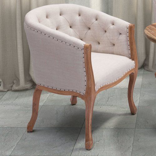 ghế tiếp khách Louis gỗ tự nhiên bọc nệm caro sang trọng