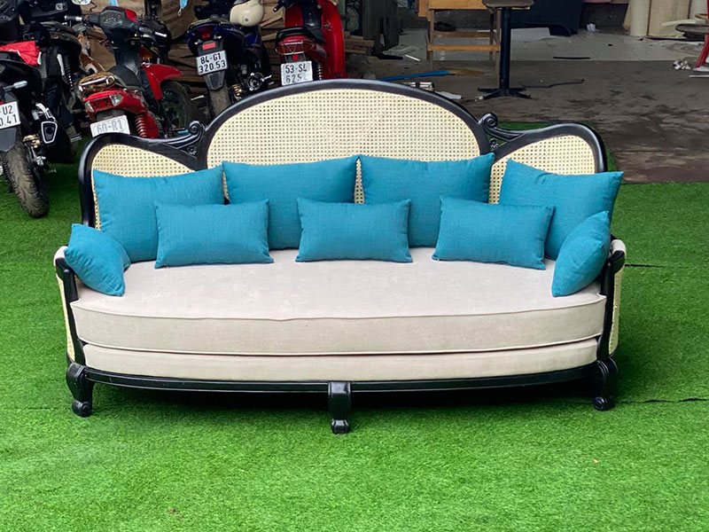 Sofa phòng khách gỗ đan mây