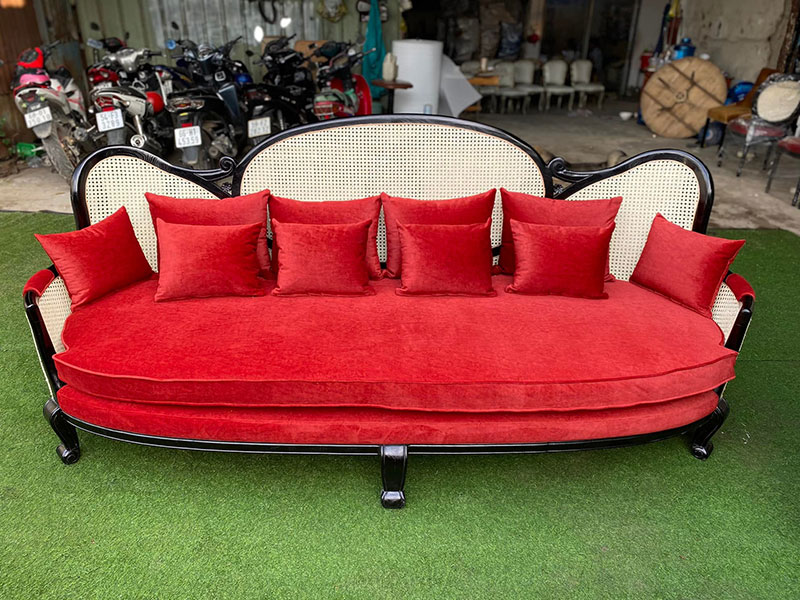 Sofa phòng khách gỗ đan mây 