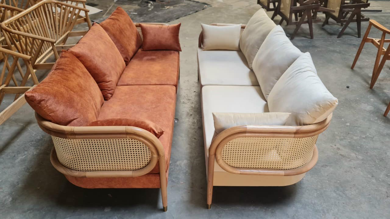 Sofa băng phòng khách đan mây