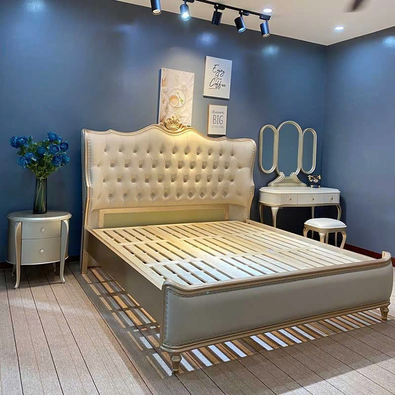 giường ngủ gỗ bọc nệm da