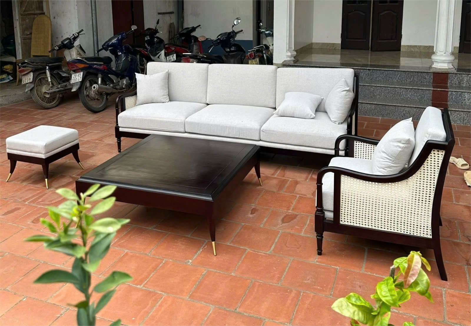 Bộ sofa phòng khách gỗ đan mây 