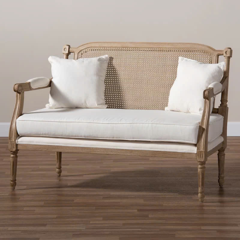 Băng sofa phòng khách gỗ đan mây Clemence